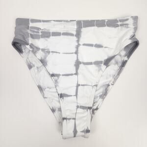 L*Space Frenchi Bikini Bottom High Rise in Gray White Tie Dye Size XL